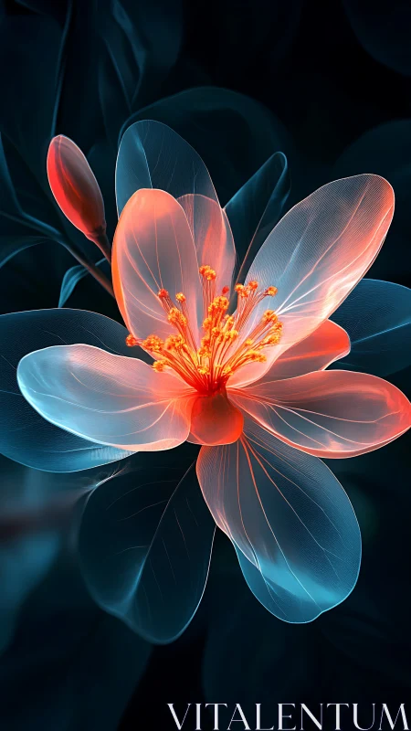 Luminescent Blossom: A Digital Flower Blooming in Neon Radiance.