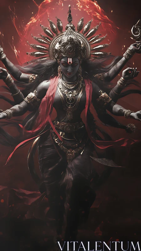 Goddess of Destruction strides through molten crimson void.