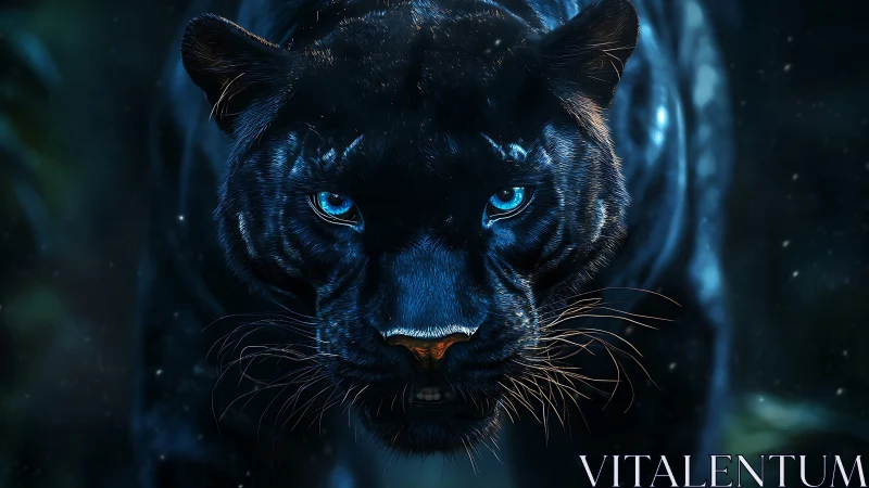 Black Panther with Luminous Blue Eyes