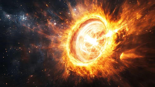 Exploding stellar vortex unleashes intense cosmic fire halo