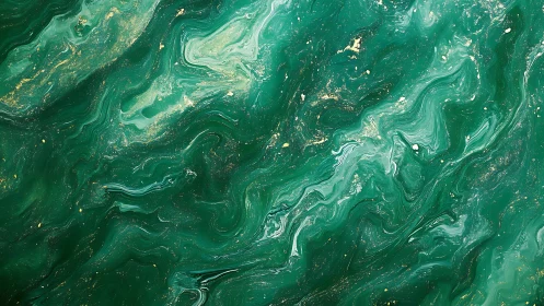 Emerald tides swirl like liquid marble in cosmic slow motion