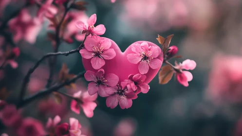 Pink Heart-Shaped Flower Cluster with Soft Blur Background