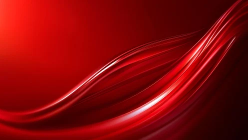 Glossy Red Abstract Waves on Smooth Gradient Background.