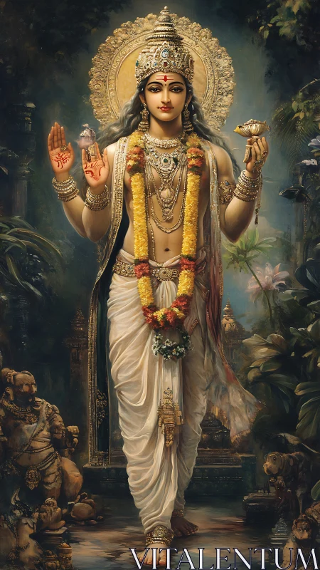 Divine Hindu deity rendered in ornate photorealistic digital painting