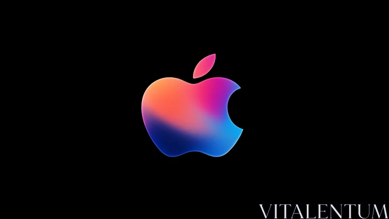 Vibrant gradient apple symbol glows against deep black field