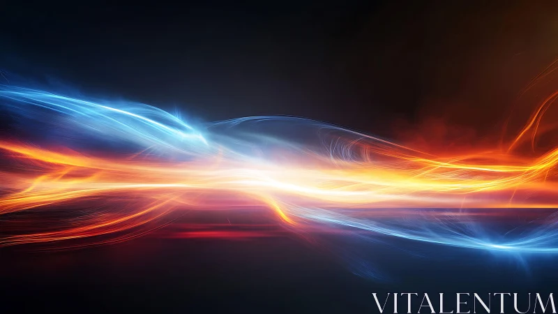 Abstract blue and orange energy waves in dynamic digital art.