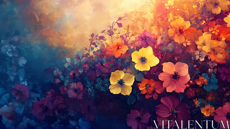 Twilight Garden Symphony: Where Warm Radiance Ignites Cool Shadows.