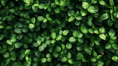 Leafy mosaic of lush green foliage in quiet morning light.