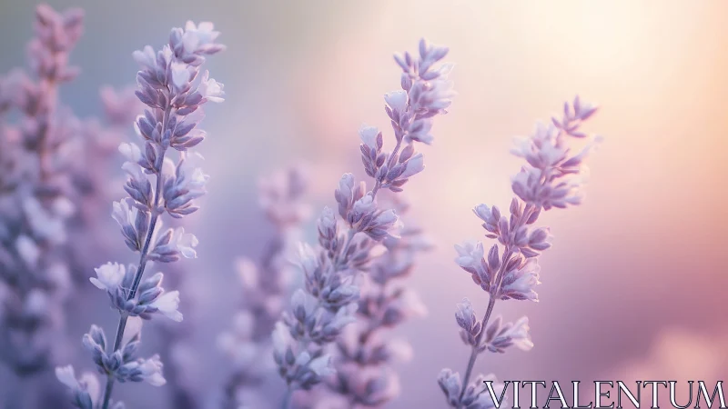 Lavender flowers with soft focus background gradient.