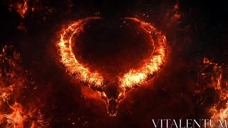 Infernal horned skull wreathed in dynamic procedural fire arc