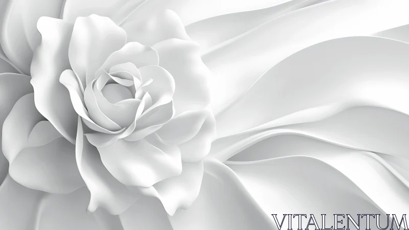 Ethereal Monochrome Rose Unfurling in Sculptural Light.