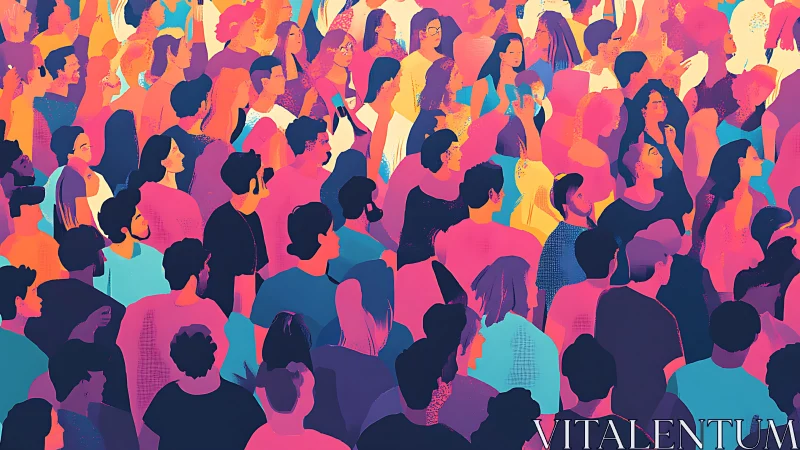 Colorful crowd mosaic filled with warm, lively connections.