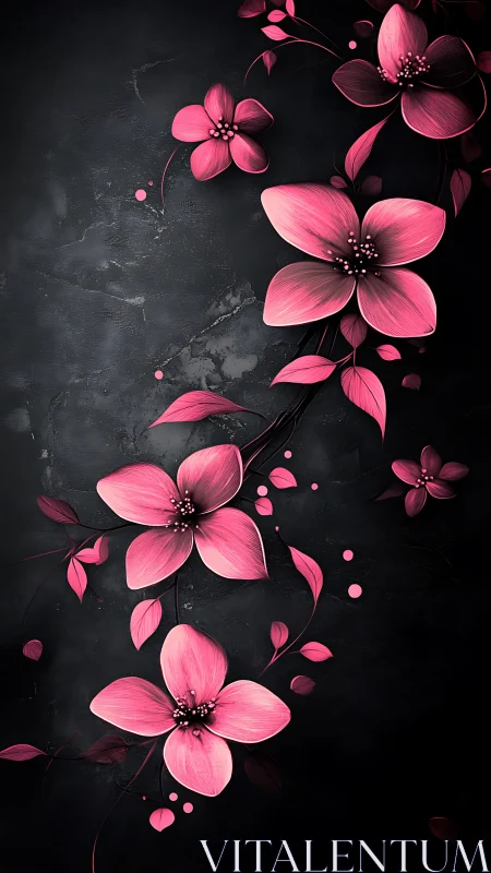 Pink Blossoms Dancing in Darkness.
