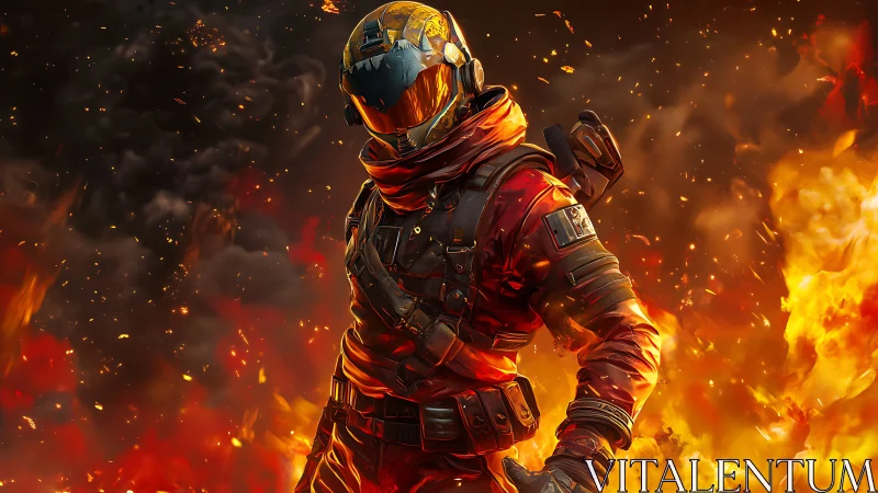 Inferno Sentinel: Armor Ablaze in Molten Chaos.