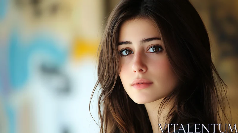 Photorealistic close portrait with shallow depth of field rendering.