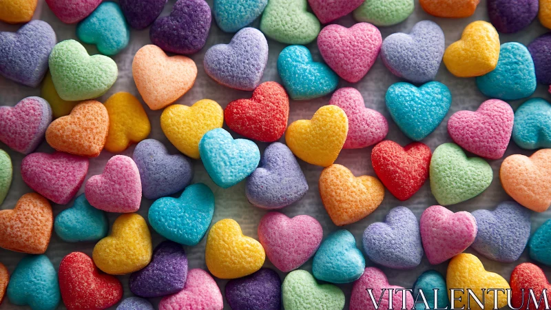 Colorful Heart-Shaped Confections with Textured Sugar Coating.