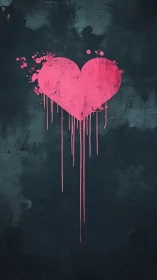 Neon Heartbeat: Luminous Pink Heart Melting Into Shadows.