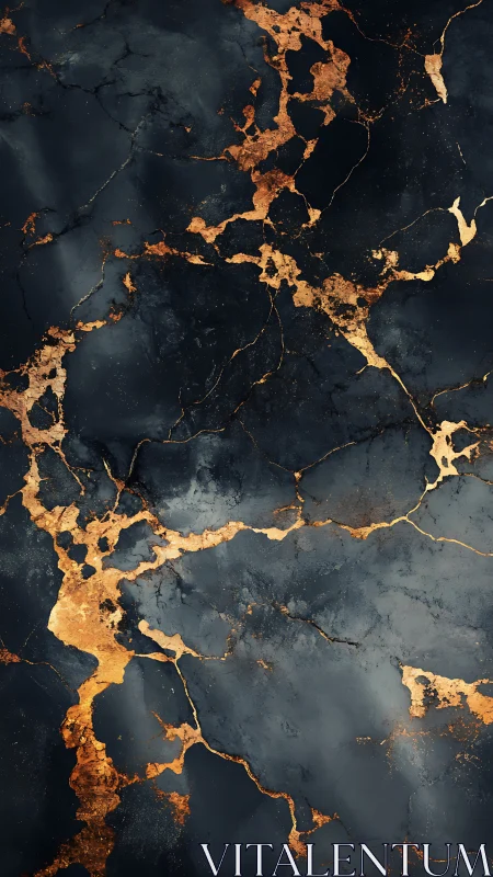 Molten gold rivers quietly fracture the midnight stone veil