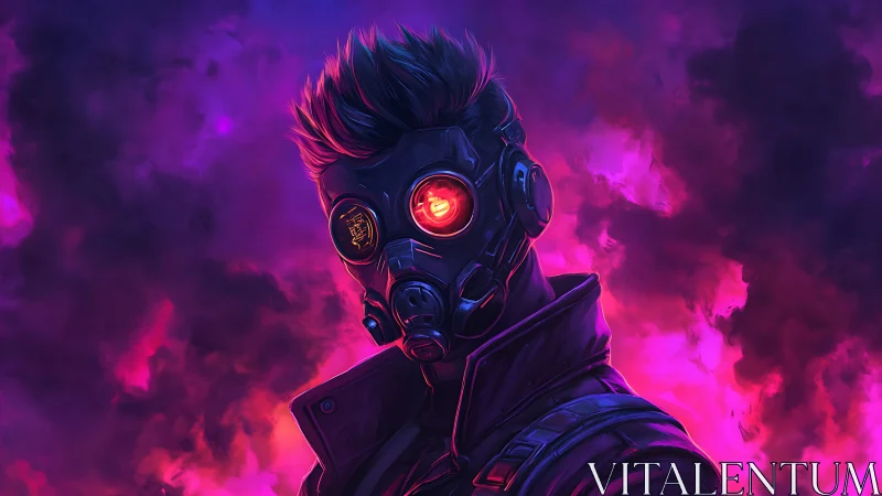 Neon dusk drifter in a glowing cyberpunk stormscape.