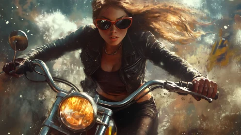Aerodynamic biker portrait with cinematic motion rendering.