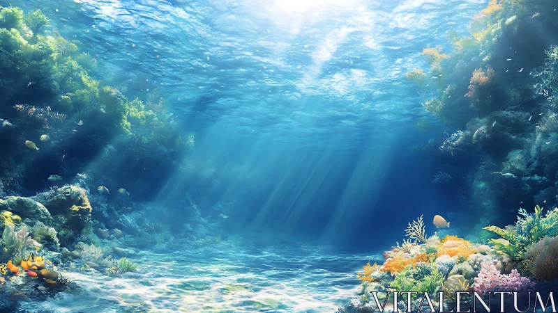 Sunlit currents sketch a secret cathedral of coral light