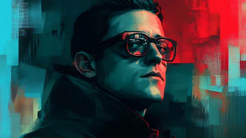 City lights reflected in a cool, confident night wanderer.