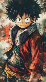 Bold-eyed pirate hero in a storm of swirling color.