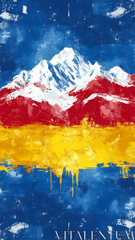 Majestic Snow-Capped Peak Against Vibrant Sky.