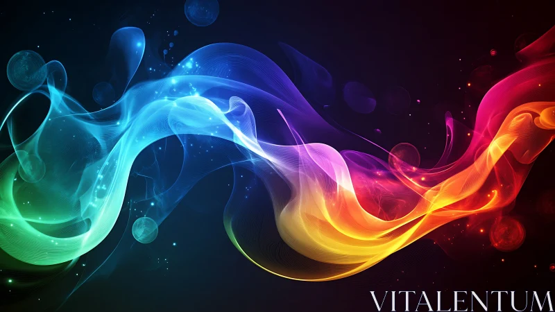 Multicolor spectral light waves with fluid motion and glow