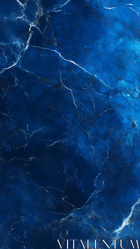 Deep sapphire marble texture with luminous vein structures