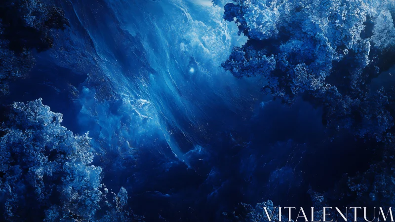 Fractal oceanic nebula field in deep cobalt abstraction.