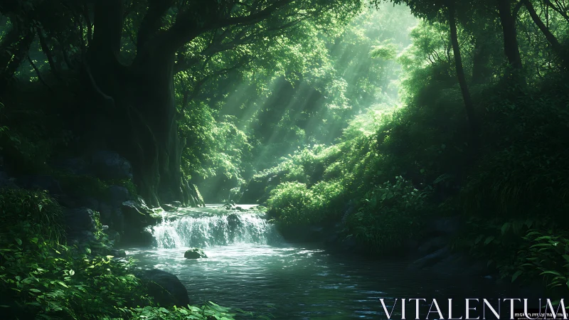 Luminous Gorge: Where Waterfalls Whisper Through Emerald Cathedrals.