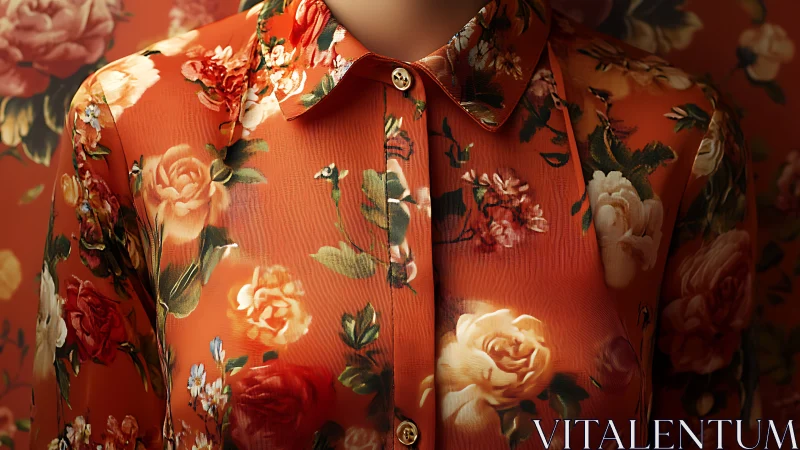 Floral-Patterned Garment in Vibrant Red with Botanical Print Detail