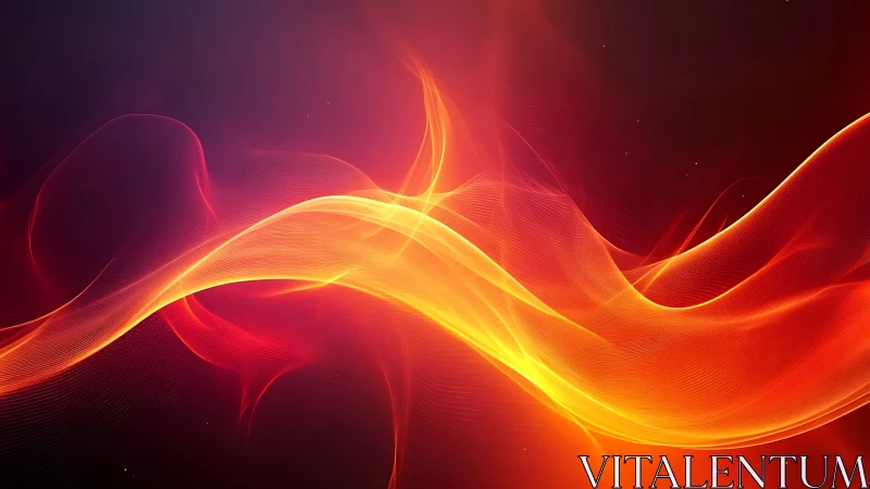 Golden Luminous Waves Against Crimson Void.