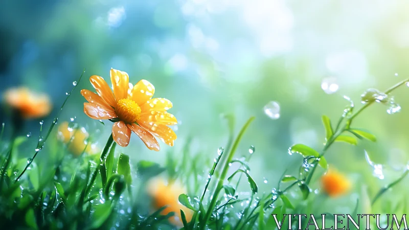 Golden Petals Kissed by Morning Dew.