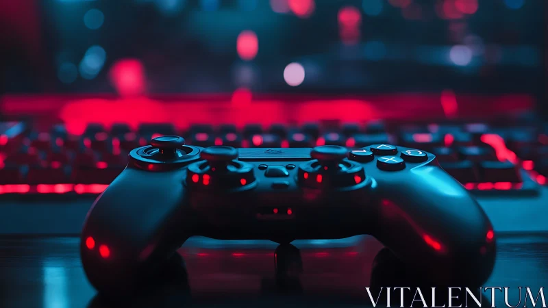 Neon night gaming controller in a cozy digital glow.