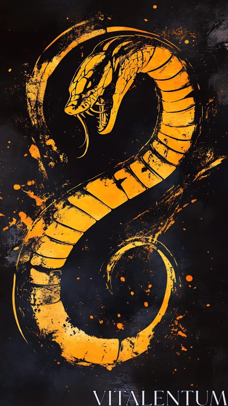 Digital painting serpent sigil with dynamic splatter coils.