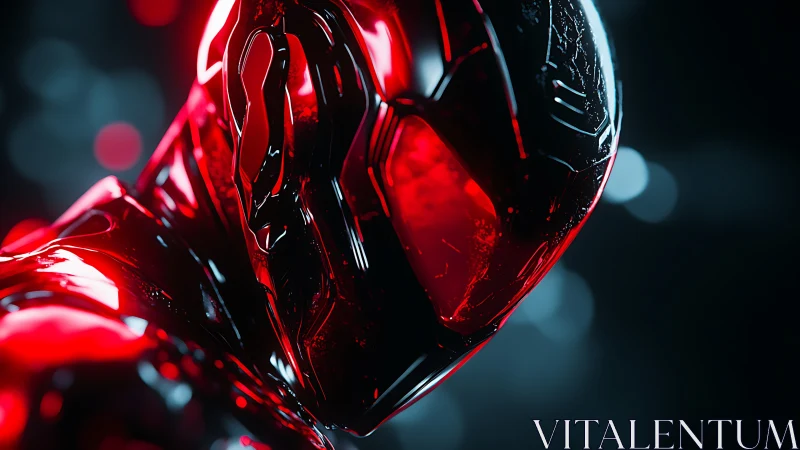 Red reflective sci fi helmet rendered with dramatic lighting