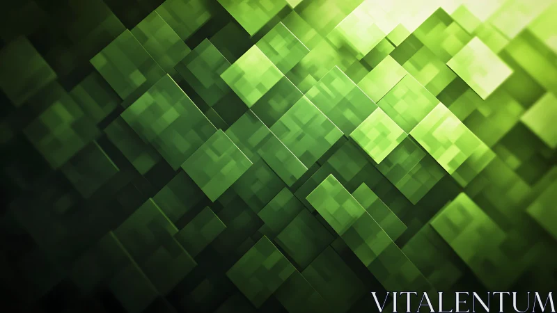 Gentle green cubes forming a calm, glowing digital maze.