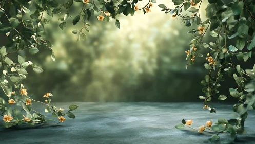 Sunlit garden nook gently opens into a peaceful green escape