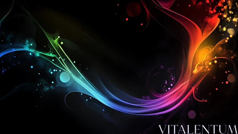 Chromatic energy ribbons on dark ground, digital abstract study.