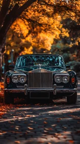 Autumn boulevard throne for a regal vintage Rolls-Royce.