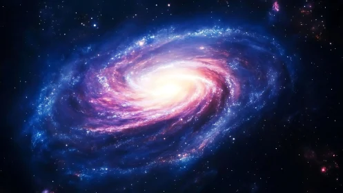 Spiral galaxy vortex rendered as luminous digital nebulae.