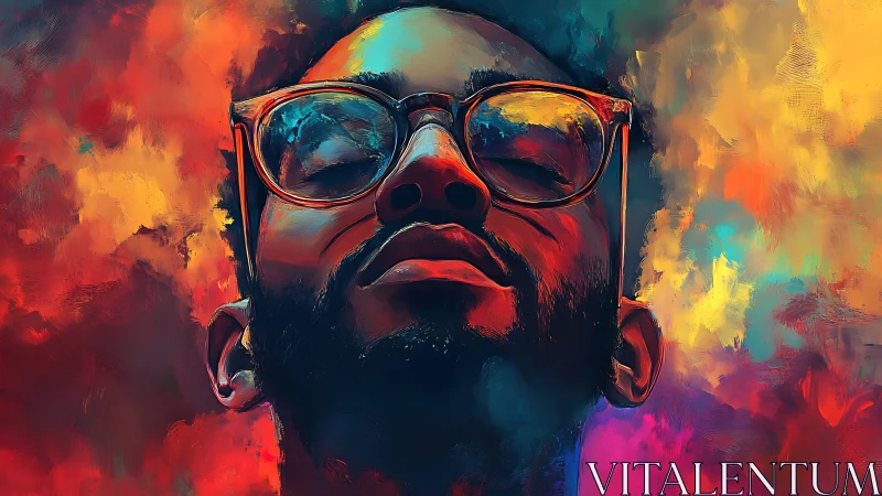 Dream-drenched portrait in electric nebula colors of calm.