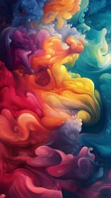 Multicolor fluid dynamics swirl in high-saturation abstract field