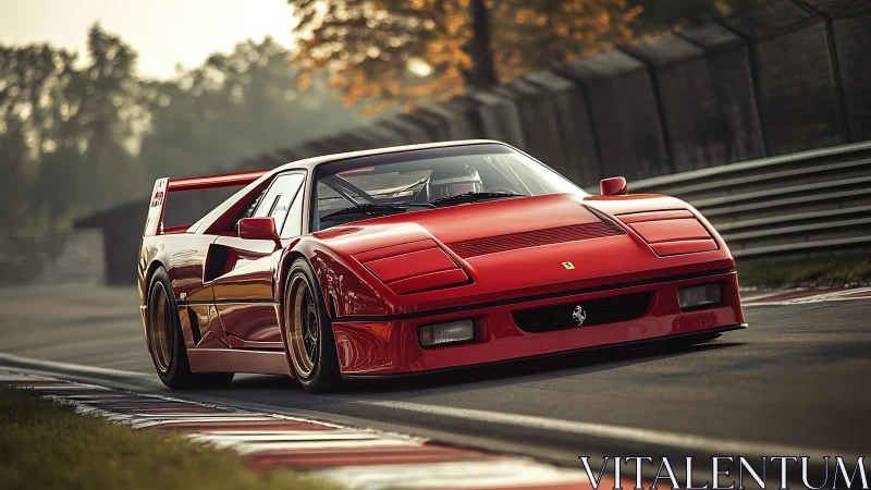 Scarlet track legend carving dusk-lit racing curves.