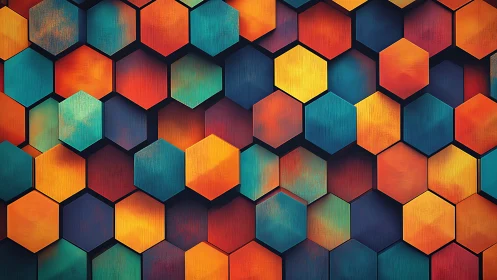Honeycomb color storm in layered geometric hexagon waves.
