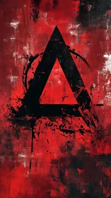 Crimson triangle rising through fearless splashes of black.