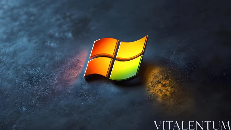 3D Windows Logo on Textured Surface with Dramatic Lighting.