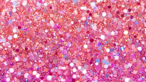 Pink glitter bokeh texture with dense sparkling confetti.
